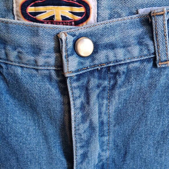 11 29x32 Vintage 80s Cargo Jeans Snap Cuffs Distress Pentimento Brittania Raw - Picture 3 of 11